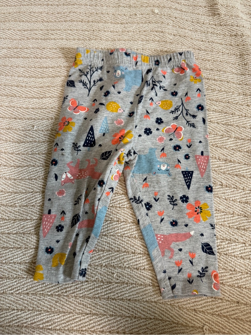 Carter's Gray Leggings with Pink, Blue & Yellow Floral Animal Print